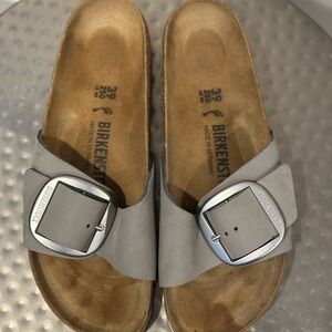 Birkenstock Taupe Sandals with Metallic Buckle